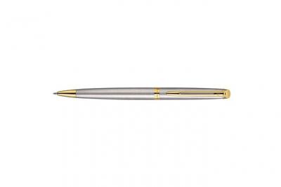 WATERMAN Stylo bille H&eacute;misph&egrave;re acier bross&eacute; & palladium pointe moyenne