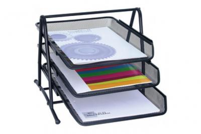 WEDO  Corbeille A Courrier Office, 3 Compartiments, Noir, En