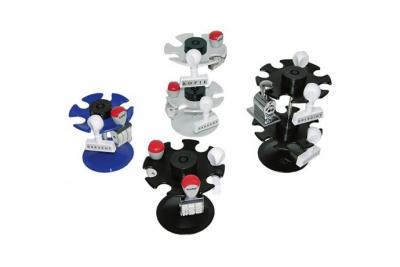 WEDO  Porte-timbres, pour 8 timbrres, rond, noir - Lot de 2