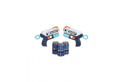  Jeu de tir - X-SHOT - Pack 2 Pistolets Fl&eacute;chettes Excel - 8 fl&eacute;chettes en mousse - 6 cannettes