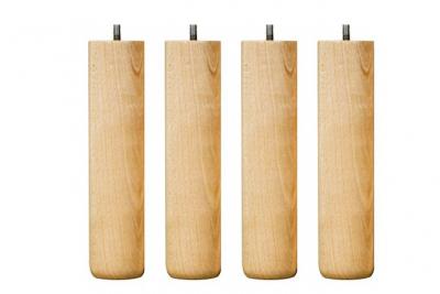 4 Pieds De Lit Cylindriques 25 Cm Vernis Naturel H&ecirc;tre Massif