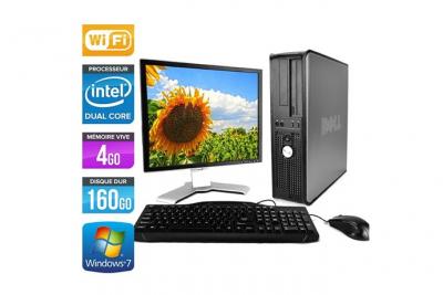 DELL Ordinateur  Optiplex 780 Desktop + Ecran 17'' - Gris - Intel Core Duo E5300 / 2.60 GHz - RAM 4 Go - HDD 160 Go - DVD - Gigabit Ethernet - Wifi - Windows 7 Professionnel 