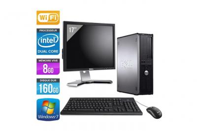 DELL Ordinateur  Optiplex 780 Desktop + Ecran 17'' - Gris - Intel Core Duo E5300 / 2.60 GHz - RAM 8 Go - HDD 160 Go - DVD - Gigabit Ethernet - Wifi - Windows 7 Professionnel 