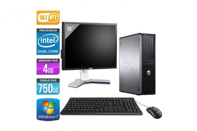 DELL Ordinateur  Optiplex 780 Desktop + Ecran 19'' - Gris - Intel Core Duo E5300 / 2.60 GHz - RAM 4 Go - HDD 750 Go - DVD - Gigabit Ethernet - Wifi - Windows 7 Professionnel 