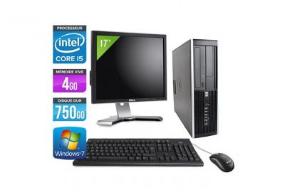HP Ordinateur  Elite 8100 SFF + Ecran 17'' - Noir - Intel Core i5-650 / 3.2 GHz - RAM 4 Go - HDD 750 Go - DVDRW - Gigabit Ethernet - Windows 7 Professionnel 