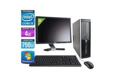 HP Ordinateur  Elite 8100 SFF + Ecran 20'' - Noir - Intel Core i5-650 / 3.2 GHz - RAM 4 Go - HDD 750 Go - DVDRW - Gigabit Ethernet - Windows 7 Professionnel 