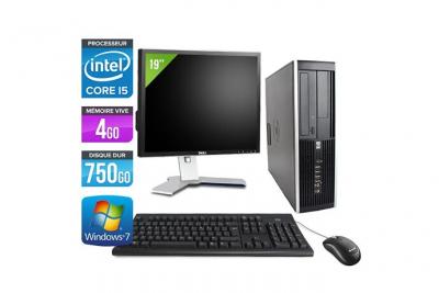HP Ordinateur  Elite 8300 SFF + Ecran 19'' - Noir - Intel Core i5-3470 / 3.20 GHz - RAM 4 Go - HDD 750 Go - DVDRW - Gigabit Ethernet - Windows 7 Professionnel 