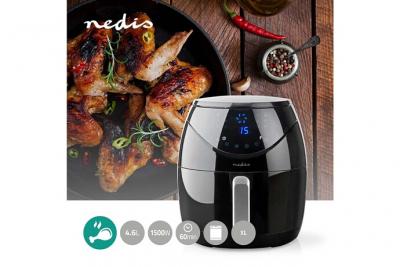 NEDIS Freidora de aire caliente 4.6 l Minutero: 60 min Digital Negro