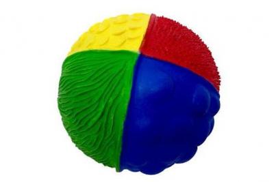 LANCO TOYS Lanco balle textur&eacute;e - des la naissance - multicolore - caoutchouc naturel - 9 x 9 x 9 cm