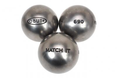 OBUT Boules de p&eacute;tanque Match it inox 76mm  m&Eacute;ta -  