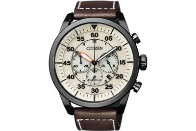 CITIZEN Montre  Aviator Chrono CA4215-04W Eco-Drive - Marron et Beige
