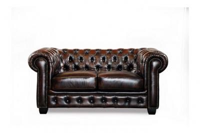 VENTE UNIQUE Canap&eacute; chesterfield 2 places BRENTON 100% cuir de