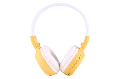 YONIS Casque Audio Sans Fil St&eacute;r&eacute;o Ecran LCD Lecteur Voyant Lumineux Radio Fm Jaune -