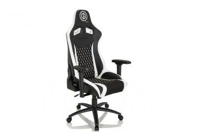 HJH OFFICE Chaise de Gaming / Chaise de bureau GAMEBREAKER SX 04 Tissu / Similicuir noir / blanc