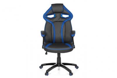HJH OFFICE Chaise gaming / Chaise de bureau GUARDIAN simili cuir noir / bleu 