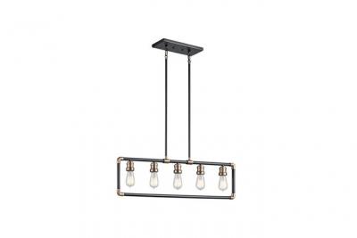 KICHLER Chandelier Imahn, laiton naturel et noir, 5 &eacute;clairages