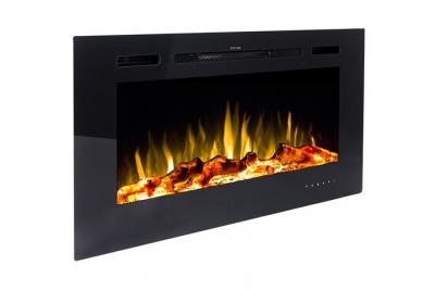 GENERIQUE Chemin&eacute;e &eacute;lectrique CALBUCO - Murale ou encastrable - L101,6 x P14 x H54,4 cm - Noire