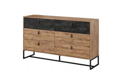 Vente-unique Commode - 6 tiroirs - Noyer et anthracite - MALONSKI