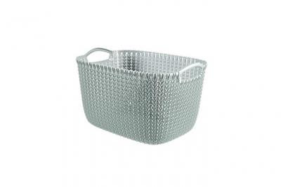 Curver panier de rangement rectangulaire 19 l - aspect tricot - bleu gris