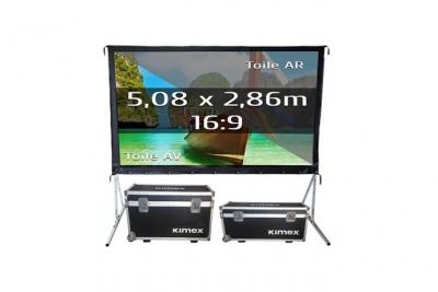 KIMEX Ecran de projection valise 5,08 x 2,86m, format 16:9, toile avant + toile arri&egrave;re 046-3019K