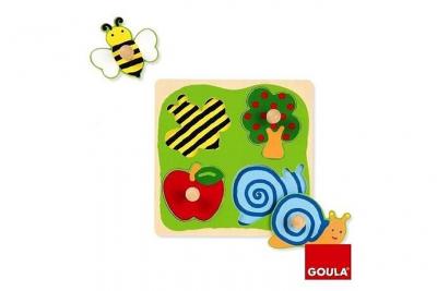 GOULA Encastrement 4 pi&egrave;ces en bois : puzzle campagne