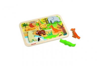 JANOD  Chunky Puzzle Bois Zoo - 7 Pi&egrave;ces