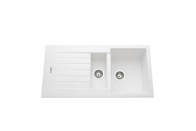 CUISISSIMO Vier granit blanc albey 1 bac 1/2 - 1 &eacute;gouttoir - blanc