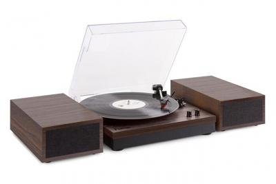  Fenton rp165d - platine vinyle avec 2 haut-parleurs int&eacute;gr&eacute;s - bois fonc&eacute;