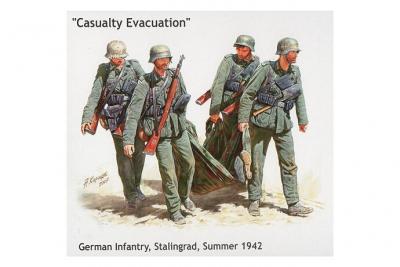 MASTER BOX Figurine  Infanterie allemande &eacute;vacuation d'un bless&eacute; - 1942