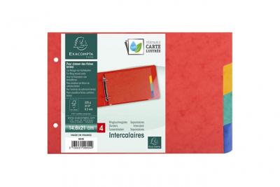 EXACOMPTA Intercalaires  Carte Forte 14,8x21cm 4 positions