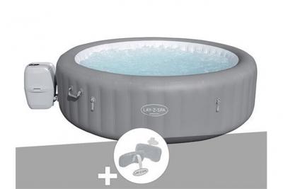 BESTWAY Kit spa gonflable Lay-Z-Spa Grenada rond Airjet 6/8 places + 2 appuie-t&ecirc;tes
