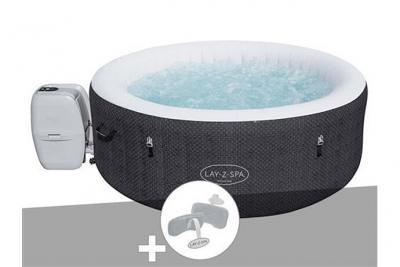 BESTWAY Kit spa gonflable Lay-Z-Spa Havana rond Airjet 2/4 places + 2 appuie-t&ecirc;tes