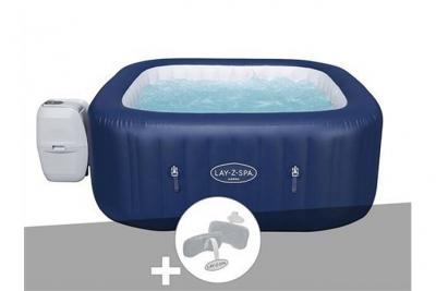 BESTWAY Kit spa gonflable Lay-Z-Spa Hawaii carr&eacute; Airjet 4/6 places + 2 appuie-t&ecirc;tes