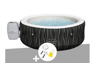 BESTWAY Kit spa gonflable Lay-Z-Spa Hollywood rond Airjet 4/6 places + Kit de nettoyage