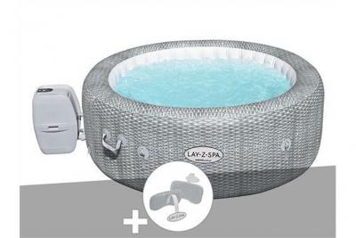 BESTWAY Kit spa gonflable Lay-Z-Spa Honolulu rond Airjet 4/6 places + 2 appuie-t&ecirc;tes