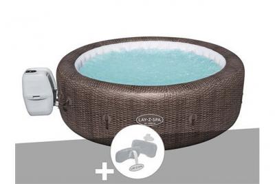 BESTWAY Kit spa gonflable Lay-Z-Spa St Moritz rond Airjet 5/7 places + 2 appuie-t&ecirc;tes