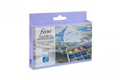 LEFRANC BOURGEOIS Bo&icirc;te Aquarelle fine plastique 12 x demi godets