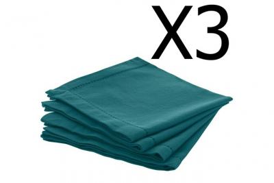 PEGANE Lot de 12 serviettes de table coloris bleu canard en coton - L. 40 x l. 40 cm -- 
