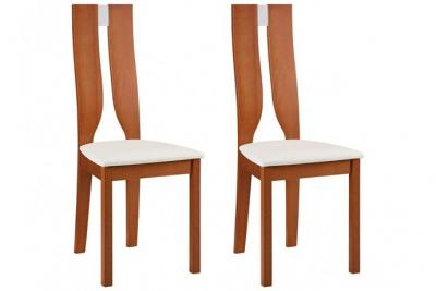 Lot de 2 chaises silvia - h&ecirc;tre massif - merisier et blanc