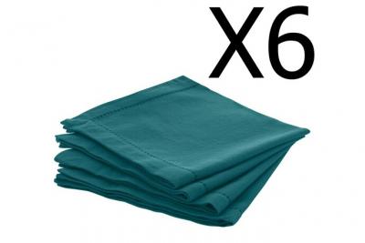 PEGANE Lot de 24 serviettes de table coloris bleu canard en coton - L. 40 x l. 40 cm -- 
