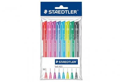 STAEDTLER Lot De 8 Stylos Bille R&eacute;tractable - Pointe M&eacute;dium - Ball 423 -  
