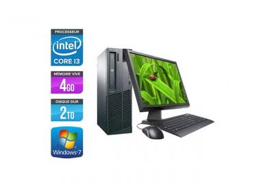 LENOVO Unit&eacute; centrale  ThinkCentre M81 SFF + Ecran 19'' - Noir - Intel Core i3-2100 / 3.10 GHz - RAM 4 Go - HDD 2 To - DVDRW - Gigabit Ethernet - Windows 7 Professionnel 
