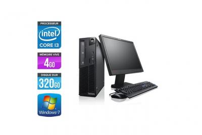 LENOVO Unit&eacute; centrale  ThinkCentre M81 SFF + Ecran 17'' - Noir - Intel Core i3-2100 / 3.10 GHz - RAM 4 Go - HDD 320 Go - DVDRW - Gigabit Ethernet - Windows 7 Professionnel 