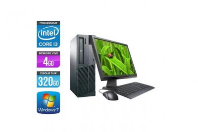 LENOVO Unit&eacute; centrale  ThinkCentre M81 SFF + Ecran 19'' - Noir - Intel Core i3-2100 / 3.10 GHz - RAM 4 Go - HDD 320 Go - DVDRW - Gigabit Ethernet - Windows 7 Professionnel 