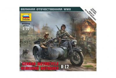 ZVEZDA Maquette  Motocyclette allemande R-12-1/72 - Maquette militaire
