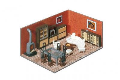 FALLER  Am&eacute;nagement int&eacute;rieur d&acute;immeuble-H0 - Trains miniatures : d&eacute;co