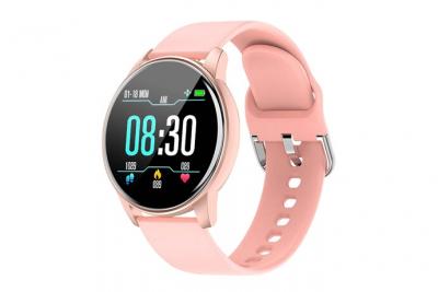 NORTH EDGE Montre connect&eacute;e Tactile Ecran rond HD Bracelet en silicone Rose