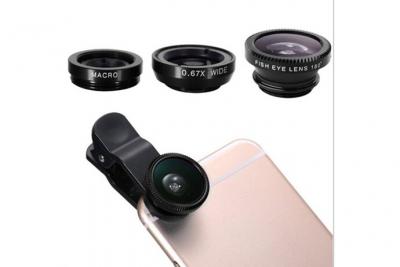 GENERIQUE Objectif Pince 3 en 1 pour Smartphone Universel Macro Fisheye Grand Angle Metal Pochette Demontable 