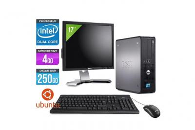 DELL Ordinateur  Optiplex 380 SFF + Ecran 17'' - Gris - Intel Celeron E3300 / 2.50 GHz - RAM 4 Go - HDD 250 Go - DVD - Gigabit Ethernet - Linux - Ubuntu 