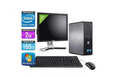 DELL Ordinateur  Optiplex 380 SFF + Ecran 17'' - Gris - Intel Celeron E3300 / 2.50 GHz - RAM 2 Go - HDD 160 Go - DVD - Gigabit Ethernet - Windows 7 Professionnel 